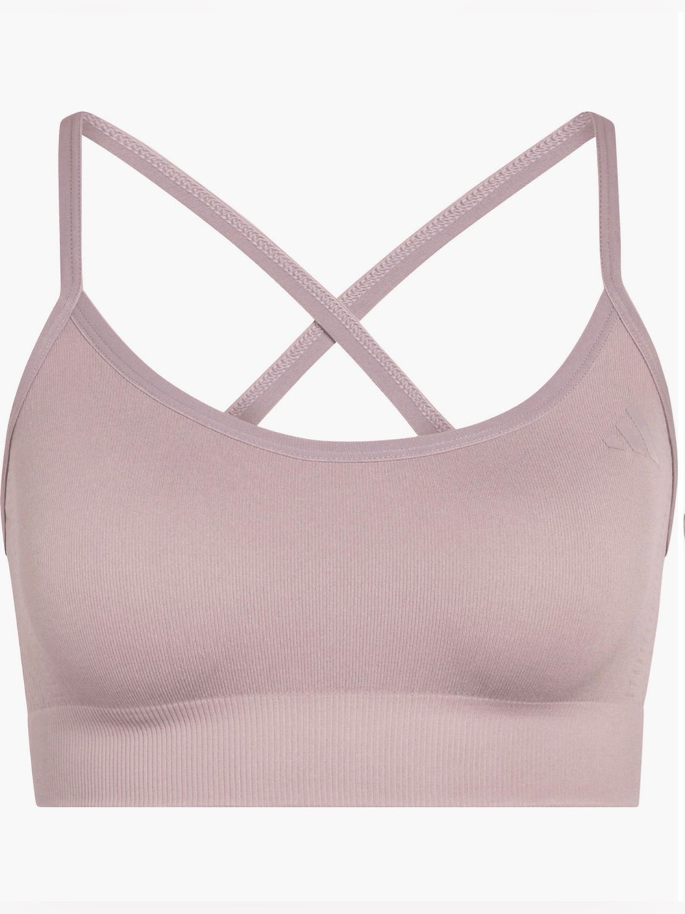 NWT adidas Ribbed Light Support Sports Bra Mauve Pink Crossback